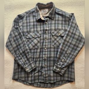 Vintage Sears Roebuck Shirt Mens Multi-Color Plaid Wool Blend Flannel Sz L